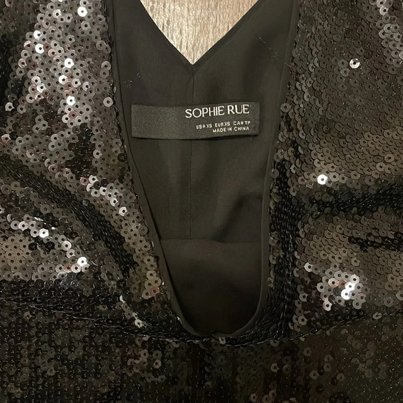 SOPHIE RUE Full Sequence Midi Dress Women’s XS Black V Neck Evening Gown - Picture 5 of 10